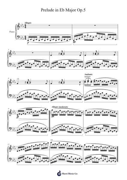 Prelude in E-flat Major, Op. 5 Sheet Music by Viomin-Arr.Poundrett Lonlon