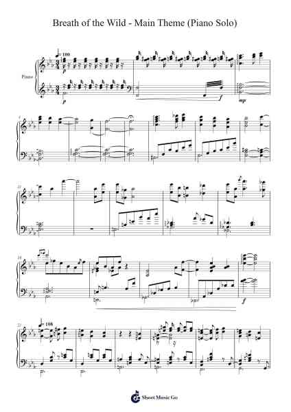Breath of the Wild - Main Theme (Piano Solo) Sheet Music by Manaka Kataoka-Arr.Keplus