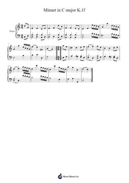 Minuet in C Major, K. 1f Sheet Music by Wolfgang Amadeus Mozart-Arr.Youngvian