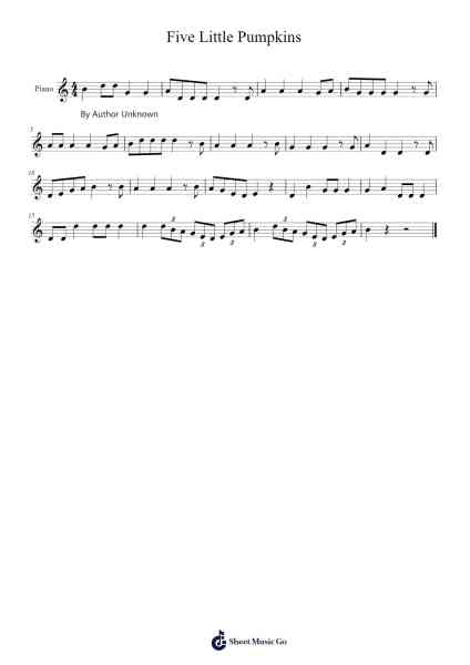Five Little Pumpkins Sheet Music by -Arr.Ranlass Dulelroy