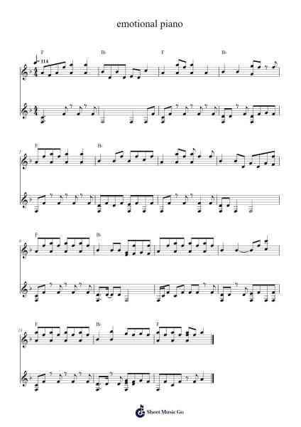 emotional piano Sheet Music by Monford Chloexine-Arr.Pegville