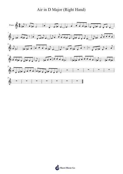 Air in D Major (Right Hand) Sheet Music by Hawfer Kepjo-Arr.Dempdawn Ftance