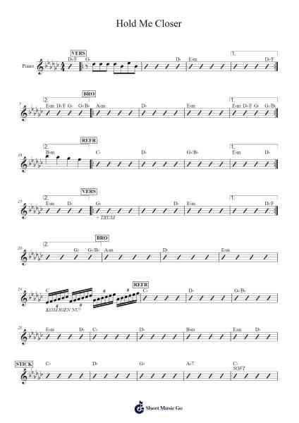 Hold Me Closer Sheet Music by Cornelia Jakobs-Arr.Bophen