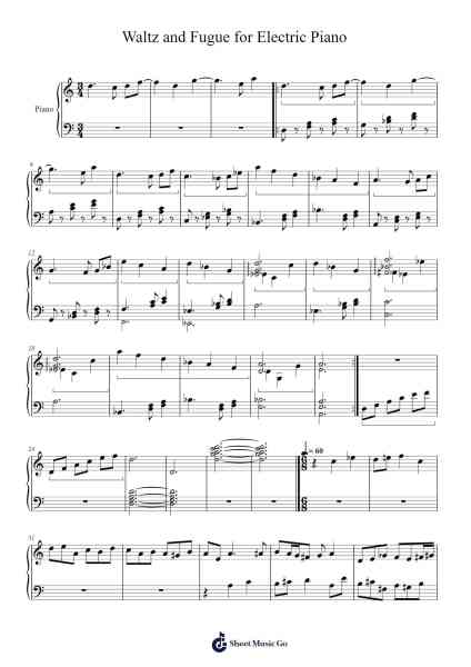 Waltz and Fugue for Electric Piano Sheet Music by qscrgn-Arr.Rusden