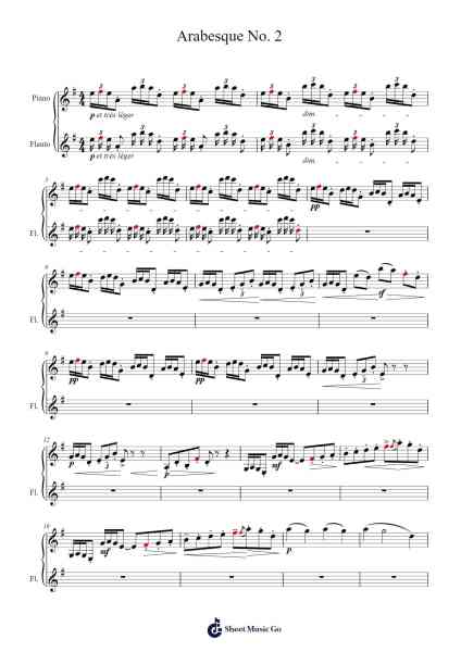 Arabesque No. 2 Sheet Music by Claude Debussy-Arr.Eveken Dougloyd
