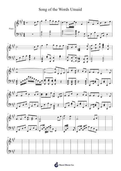 Song of the Words Unsaid Sheet Music by gloriapantin-Arr.Priestsey