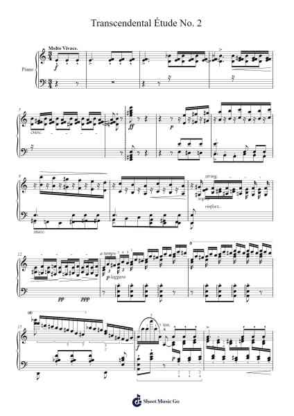 Transcendental Étude No. 2 in A Minor, S. 139 "Fusées" Sheet Music by Franz Liszt-Arr.Hilltim Moobright