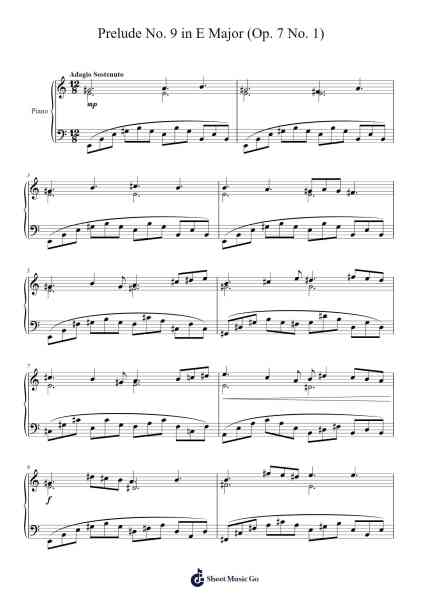 Prelude No. 9 in E Major, Op. 28 No. 1 Sheet Music by Jonathan M. Duncan-Arr.Brownemeg