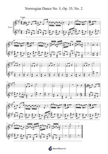 Norwegian Dance No. 3, Op. 35, No. 2 Sheet Music by Edvard Grieg-Arr.Keatsrid Burnsgo