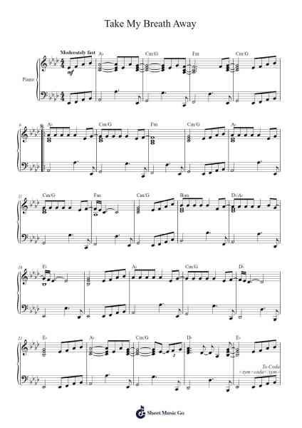 Take My Breath Away Sheet Music by Berlin-Arr.Wentio Termaltz