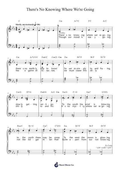 There's No Knowing Where We're Going Sheet Music by Leslie Bricusse-Arr.Jenrene Fares