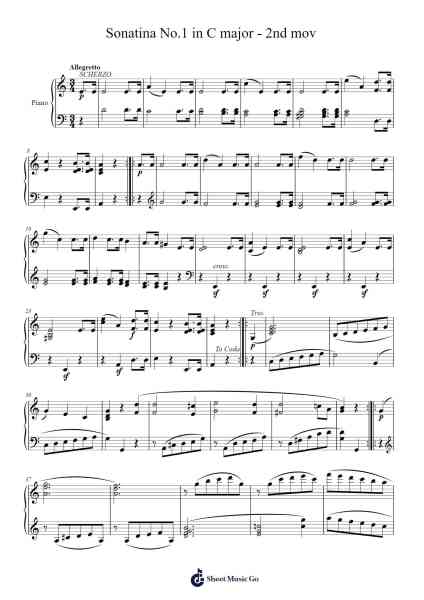 Sonatina No.1 in C major - 2nd mov Sheet Music by -Arr.Hewgy Fowearl