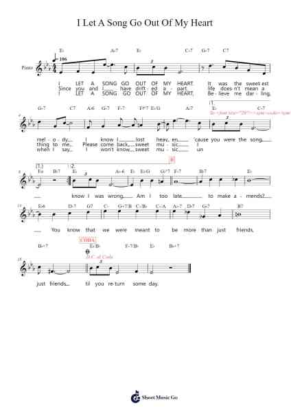 I Let a Song Go Out of My Heart Sheet Music by Duke Ellington-Arr.Puhill Wesreen