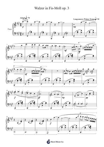 Walzer in Fis-Moll op. 3 Sheet Music by Yassin Ibraim-Arr.Bophen