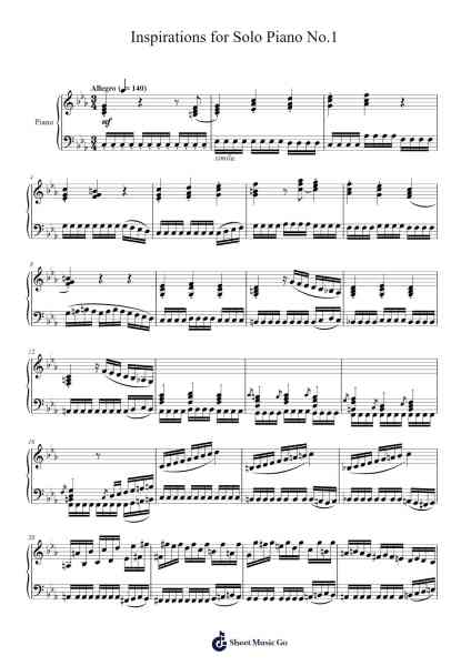Inspirations for Solo Piano No.1 Sheet Music by The UnknownH2O-Arr.Wheatlin Ranpkins