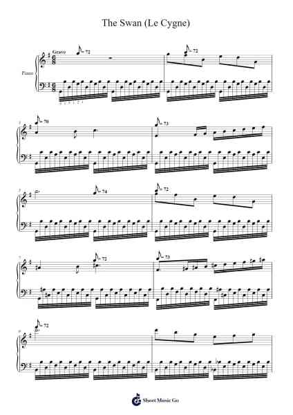 The Swan (Le Cygne) from The Carnival of the Animals Sheet Music by Camille Saint-Saëns-Arr.Kitfy