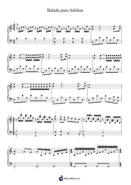 Balada para Adelina Sheet Music by Paul de Senneville-Arr.Hawhe