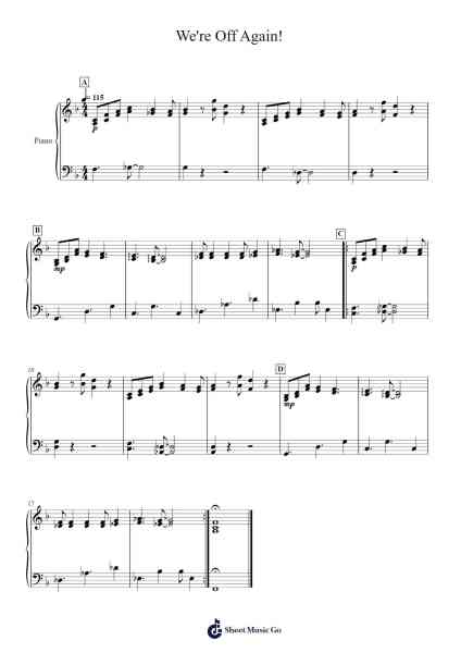 We're Off Again! Sheet Music by Yoko Shimomura-Arr.Robva