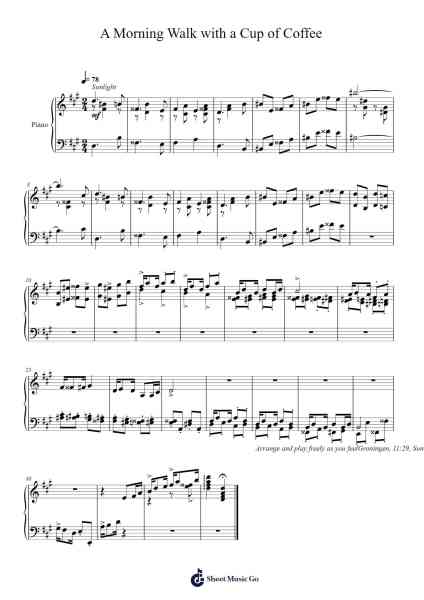A Morning Walk with a Cup of Coffee Sheet Music by Toursbur-Arr.Kirkwen Meldell