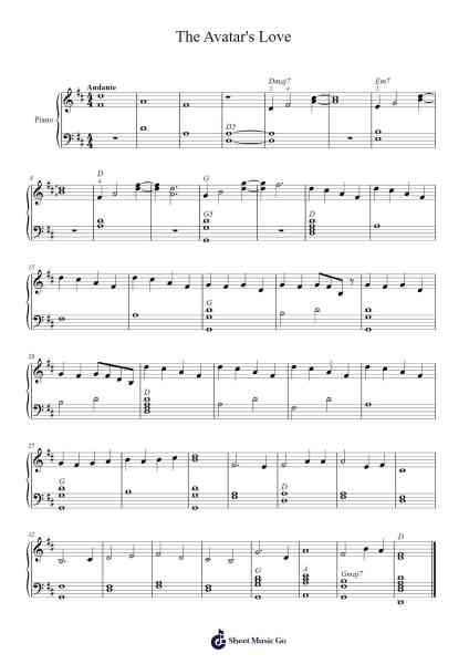 The Avatar's Love Sheet Music by Jeremy Zuckerman-Arr.Sanprice