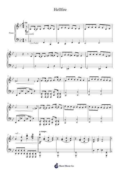Hellfire 楽譜 by Alan Menken-Arr.Haycah Touthale