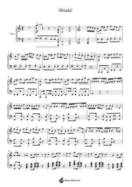 Shinda! Sheet Music by Masayoshi Oishi-Arr.Reylot