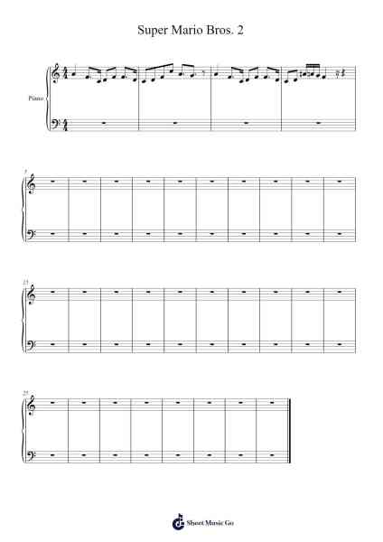 Super Mario Bros. 2 Sheet Music by -Arr.Cookeda