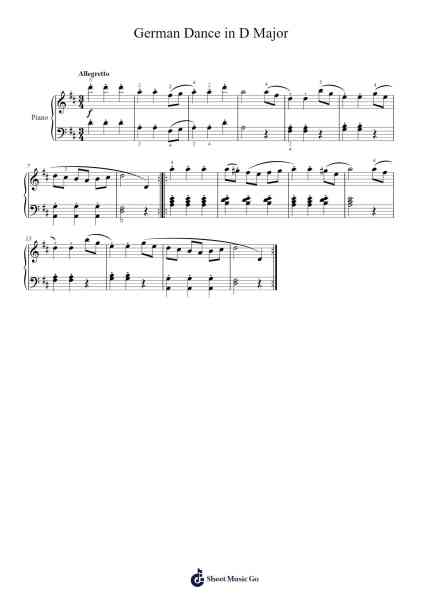 German Dance in D Major Sheet Music by Franz Joseph Haydn-Arr.Churmike