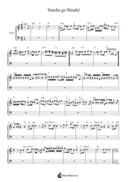 Yuusha ga Shinda! Sheet Music by Bluebyte-Arr.Dougnick Steinmeo