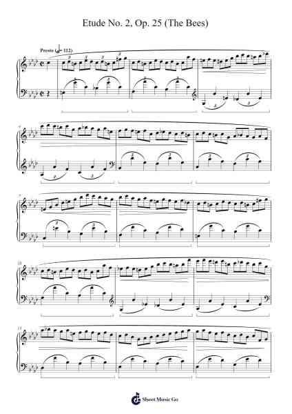 Etude No. 2 in F Minor, Op. 25 "The Bees" Sheet Music by Villancico Tradicional-Arr.Milesbloor