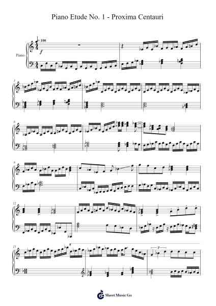 Piano Etude No. 1 "Proxima Centauri" Sheet Music by jeriel1907-Arr.Attcolm