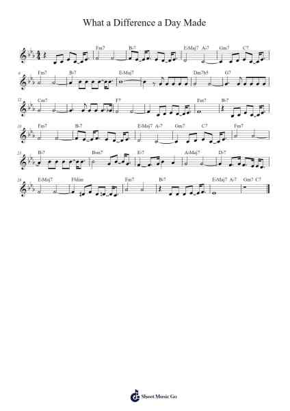 What a Difference a Day Made Sheet Music by Stanley Adams/Maria Grever-Arr.Chloekeats