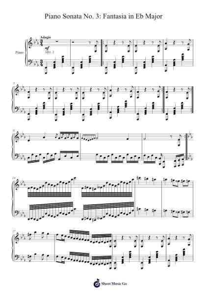 Piano Sonata No. 3: Fantasia in Eb Major Sheet Music by Netie-Arr.Terfra Whitthune