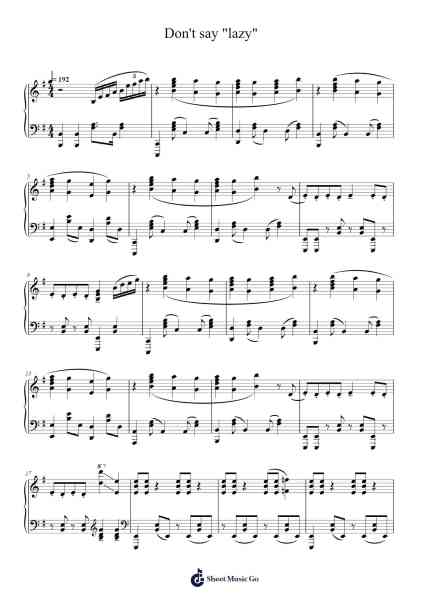 Don't say "lazy" 樂譜由 Animenz - 編曲 Bryceny