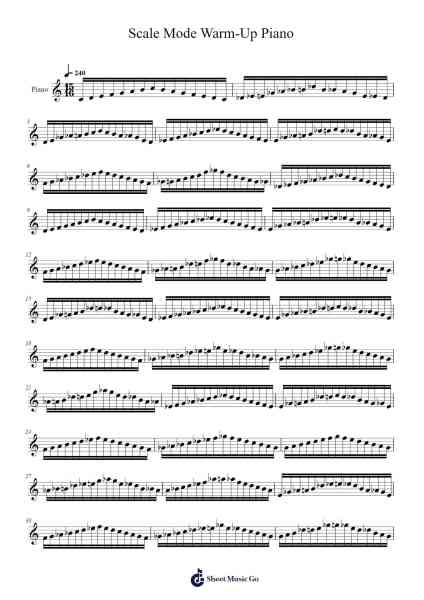 Scale Mode Warm-Up Piano Sheet Music by scruffy2018-Arr.Hilltim Moobright