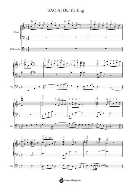 SAO At Our Parting Sheet Music by -Arr.Gillnise