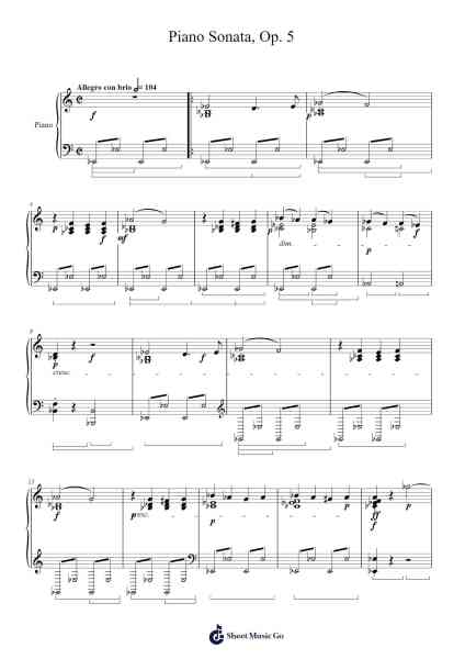 Piano Sonata, Op. 5 Sheet Music by Sunwoo Lim-Arr.Detio Gemlo