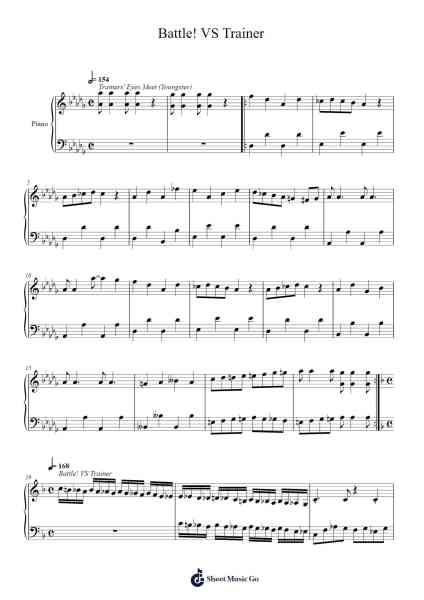 Battle! VS Trainer Sheet Music by Shota Kageyama-Arr.Joshjean