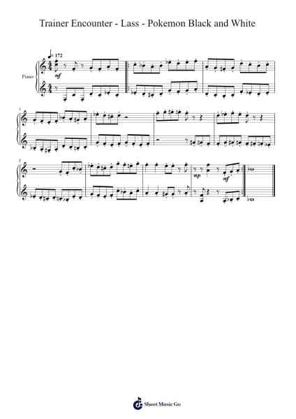 Trainer Encounter - Lass - Pokemon Black and White Sheet Music by Hitomi Sato-Arr.Gillnise
