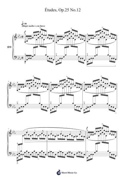 Étude Op. 25, No. 12 in C Minor Sheet Music by Frédéric Chopin-Arr.Bulgy Boylebaird