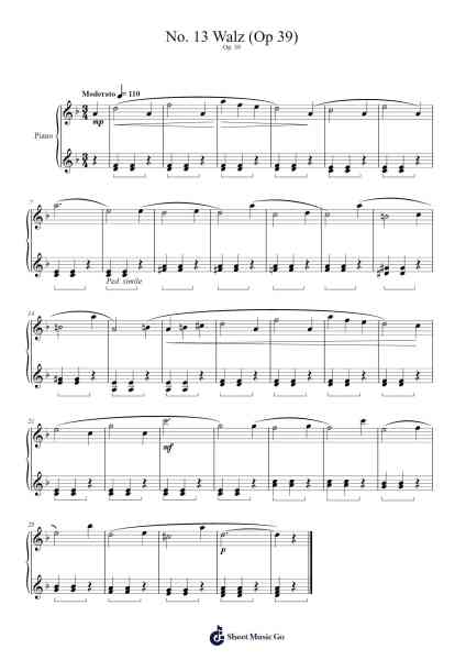 No. 13 Walz (Op 39) Sheet Music by Dmitry Kabalevsky-Arr.Lewcar