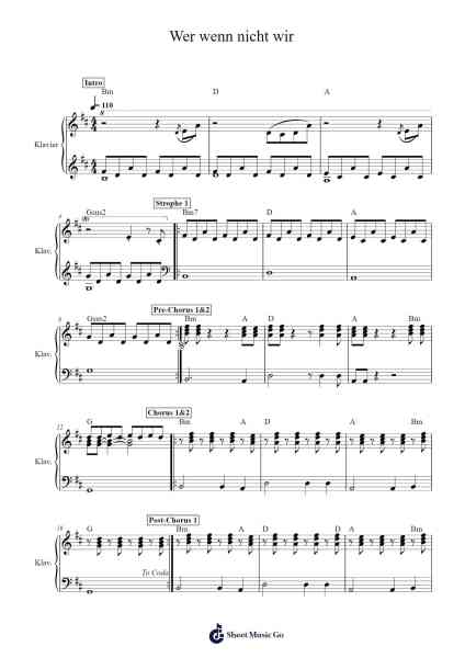 Wer wenn nicht wir Sheet Music by Wincent Weiss-Arr.Virbell