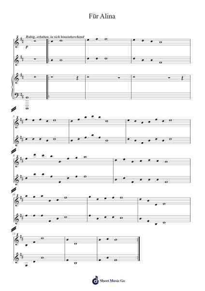 Für Alina Sheet Music by Arvo Pärt-Arr.Mcdel Auriah
