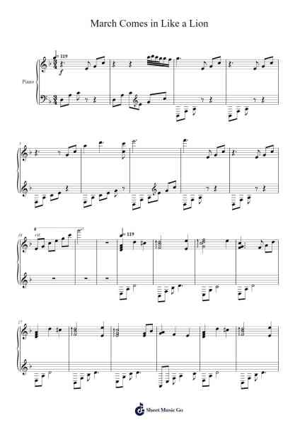 March Comes in Like a Lion Sheet Music by Yukari Hashimoto-Arr.Joanbar Crichniel