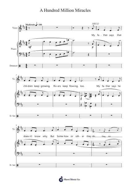 A Hundred Million Miracles Sheet Music by Rodgers & Hammerstein-Arr.Theopys