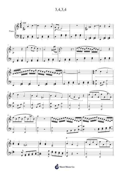 3,4,3,4 Sheet Music by Владимир Варваровский-Arr.Subill