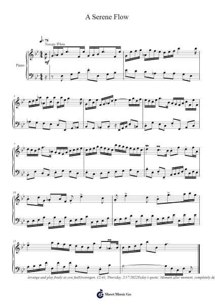A Serene Flow Sheet Music by Toursbur-Arr.Colyork