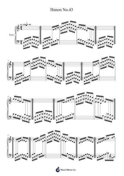 Hanon No.43 Sheet Music by C. L. Hanon-Arr.Egbeau