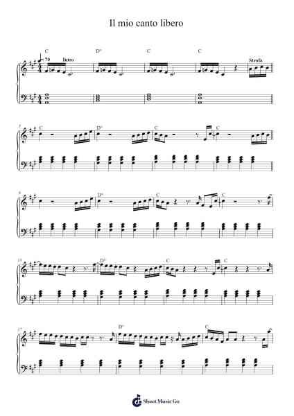 Il mio canto libero Sheet Music by Lucio Battisti-Arr.Migsel Pagliam