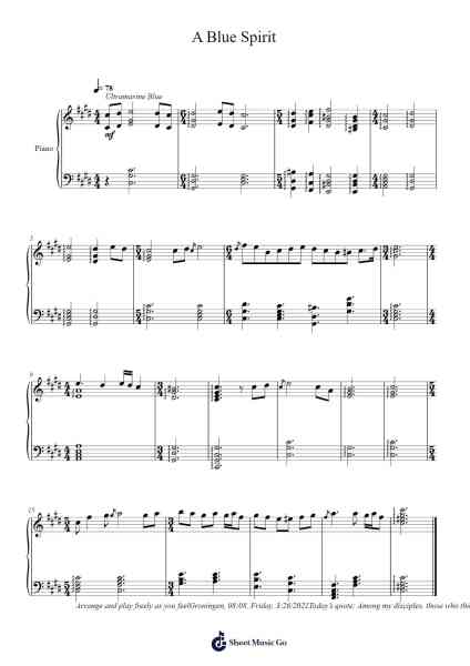 A Blue Spirit Sheet Music by Toursbur-Arr.Bystrong